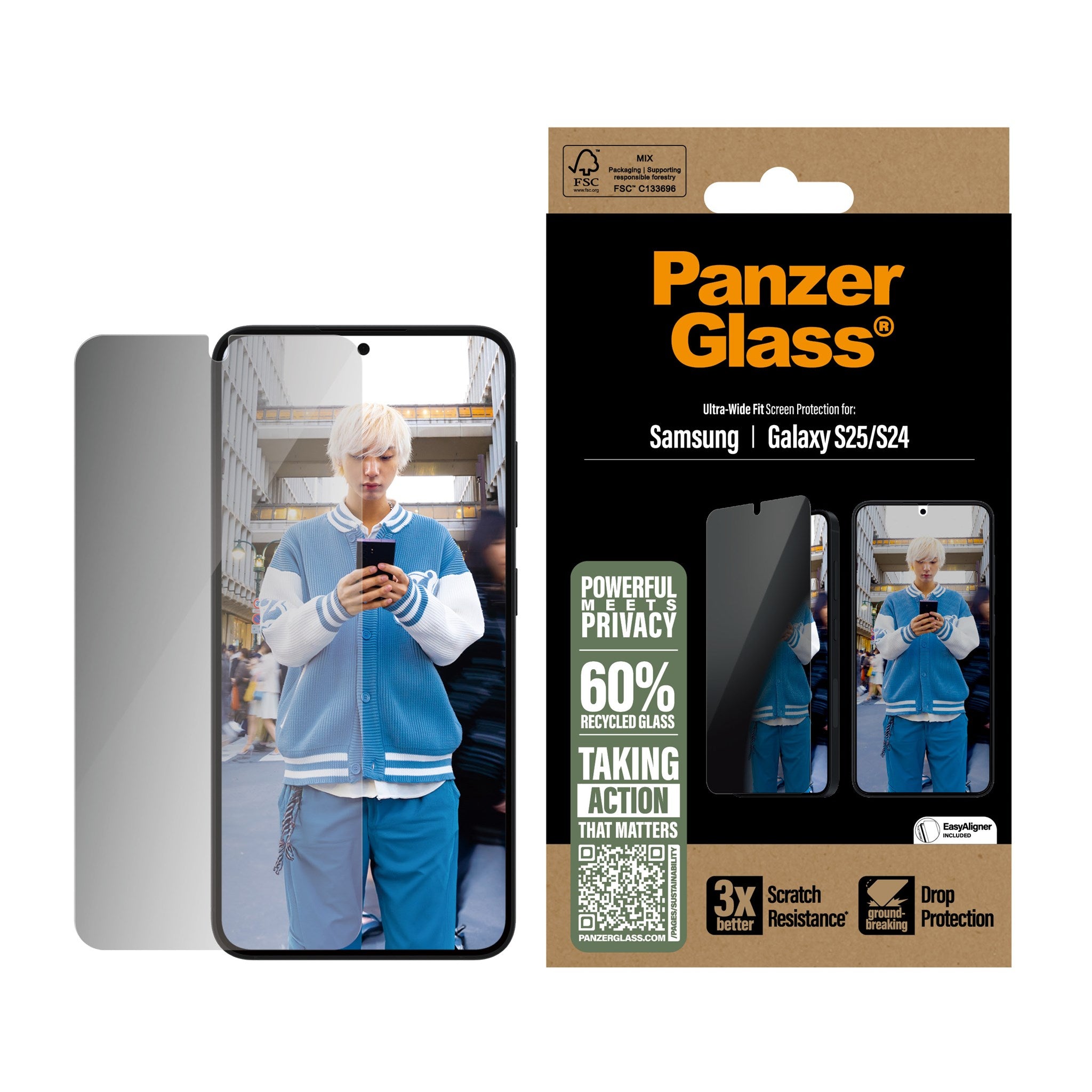 PanzerGlass® Privacy Displayschutz Samsung Galaxy S25 | S24 | Ultra-Wide Fit